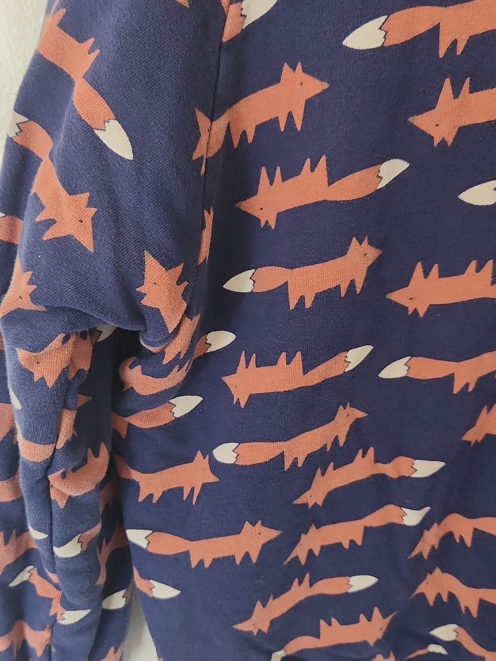 Hanna Andersson Sherpa Lined Navy Sweatshirt with Rust & White Fox Motif Size 10 - Picture 6 of 7
